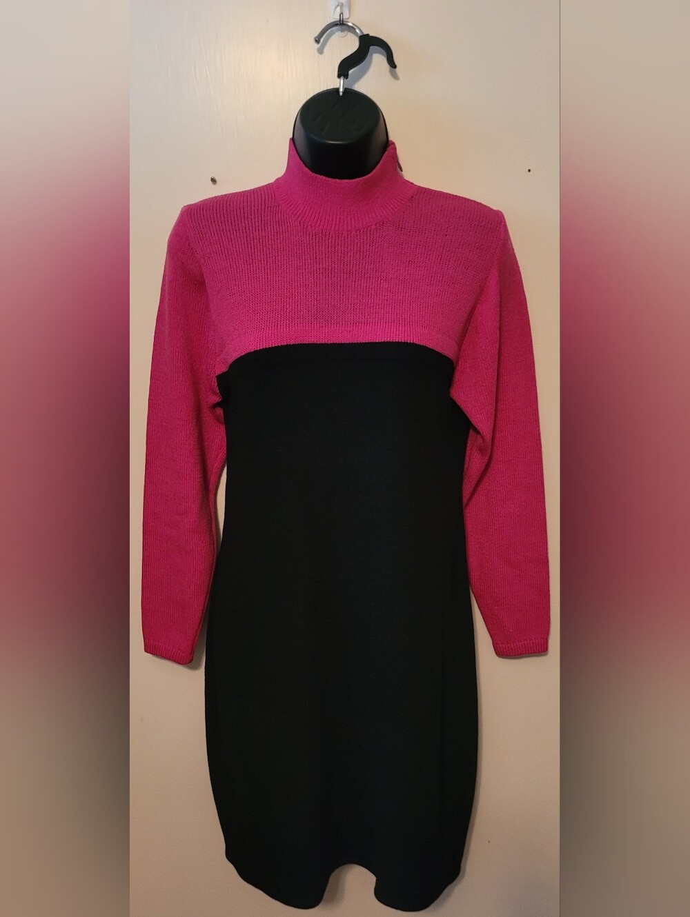 Vintage St. John for Neiman Marcus Colorblock Mock Neck Knit Sheath Dress 4